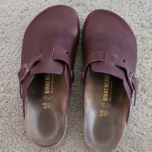 Birkenstock Brown Leather Slip-On Clogs, Excellent Condition, Size 40